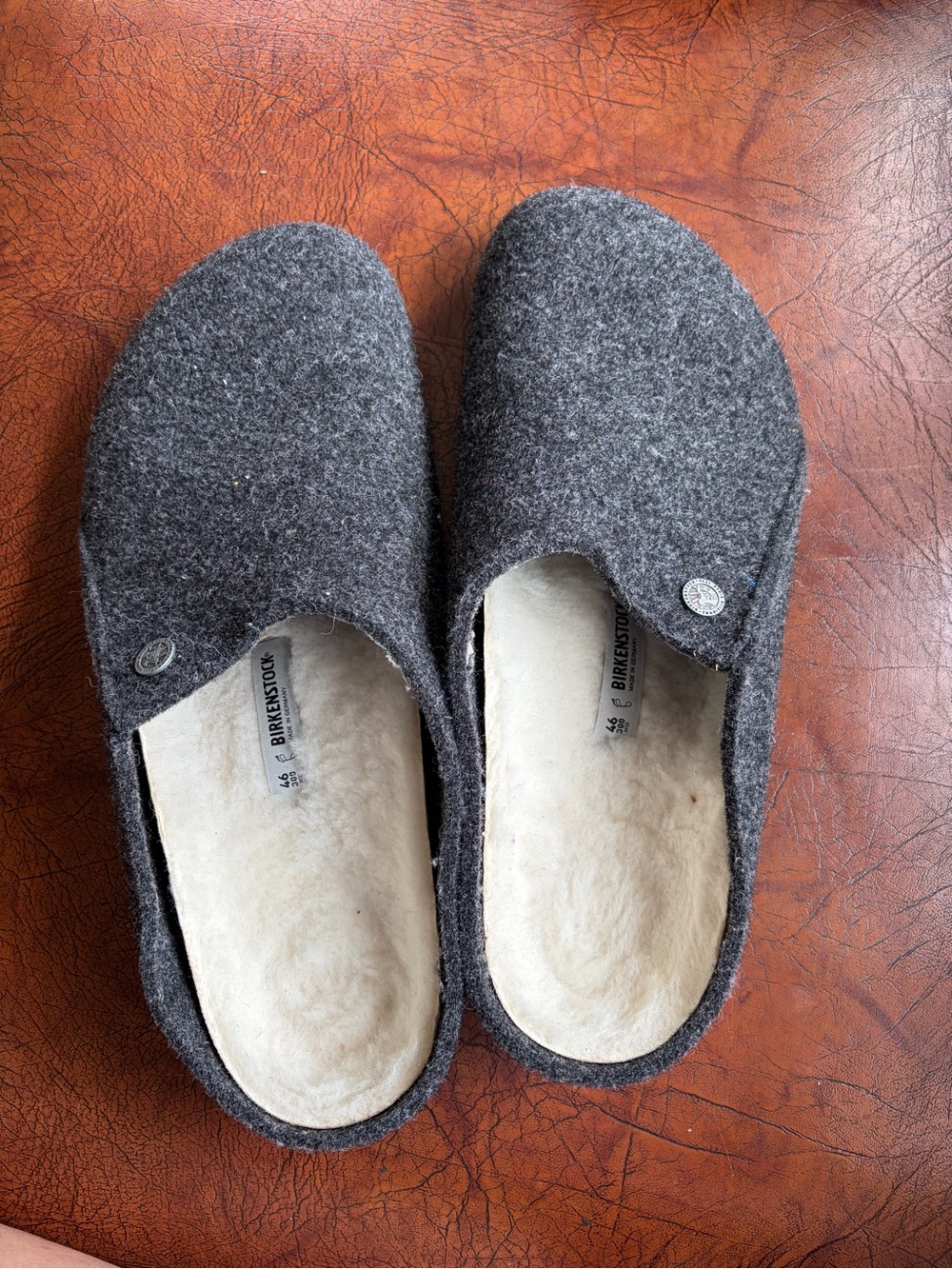 Birkenstock Dark Gray Wool Felt Slip-On Clogs